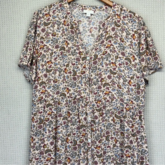 J. Jill Desert Floral Button Front Boho Maxi Dress Women Large Peasant Pockets - Picture 4 of 8